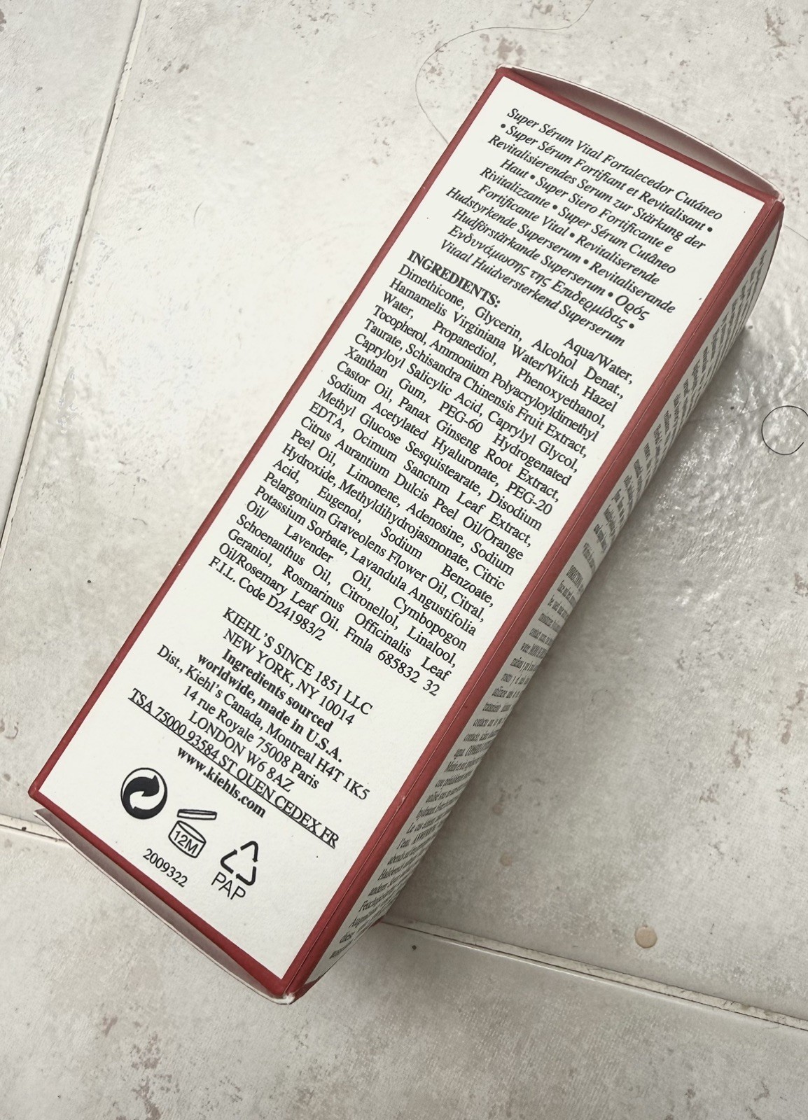 Kiehl’s Vital Skin Strenghtening Super Serum Anti Aging & Stressors 3.4oz NIB