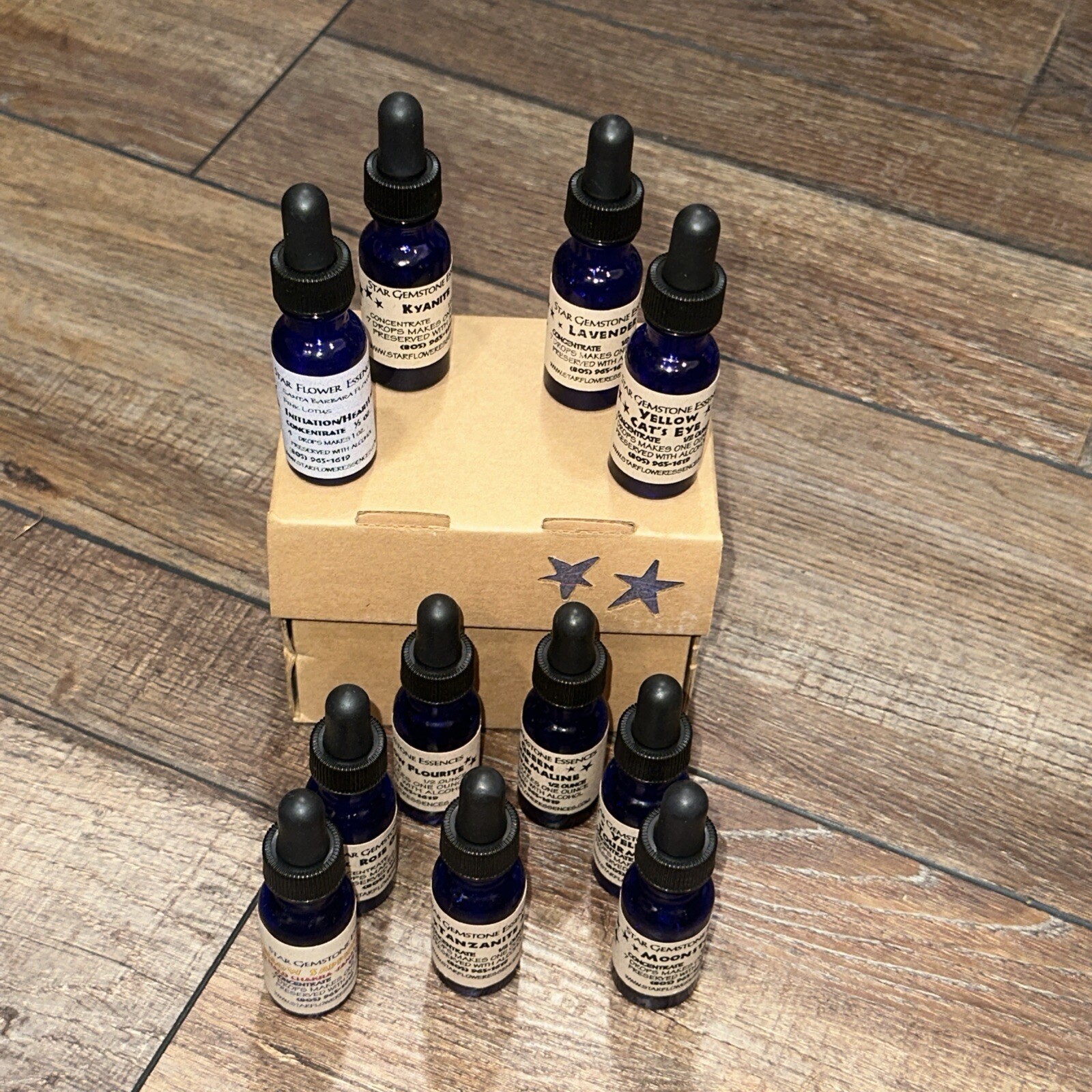 Star Gemstone Essences USED OPEN Infusion Bottles 1/2 oz Kyanite Rose Quartz