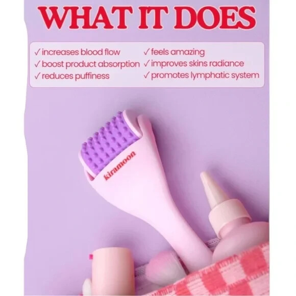 Kiramoon Women’s Reset Face & Neck Skincare Roller Pink One Size NWT