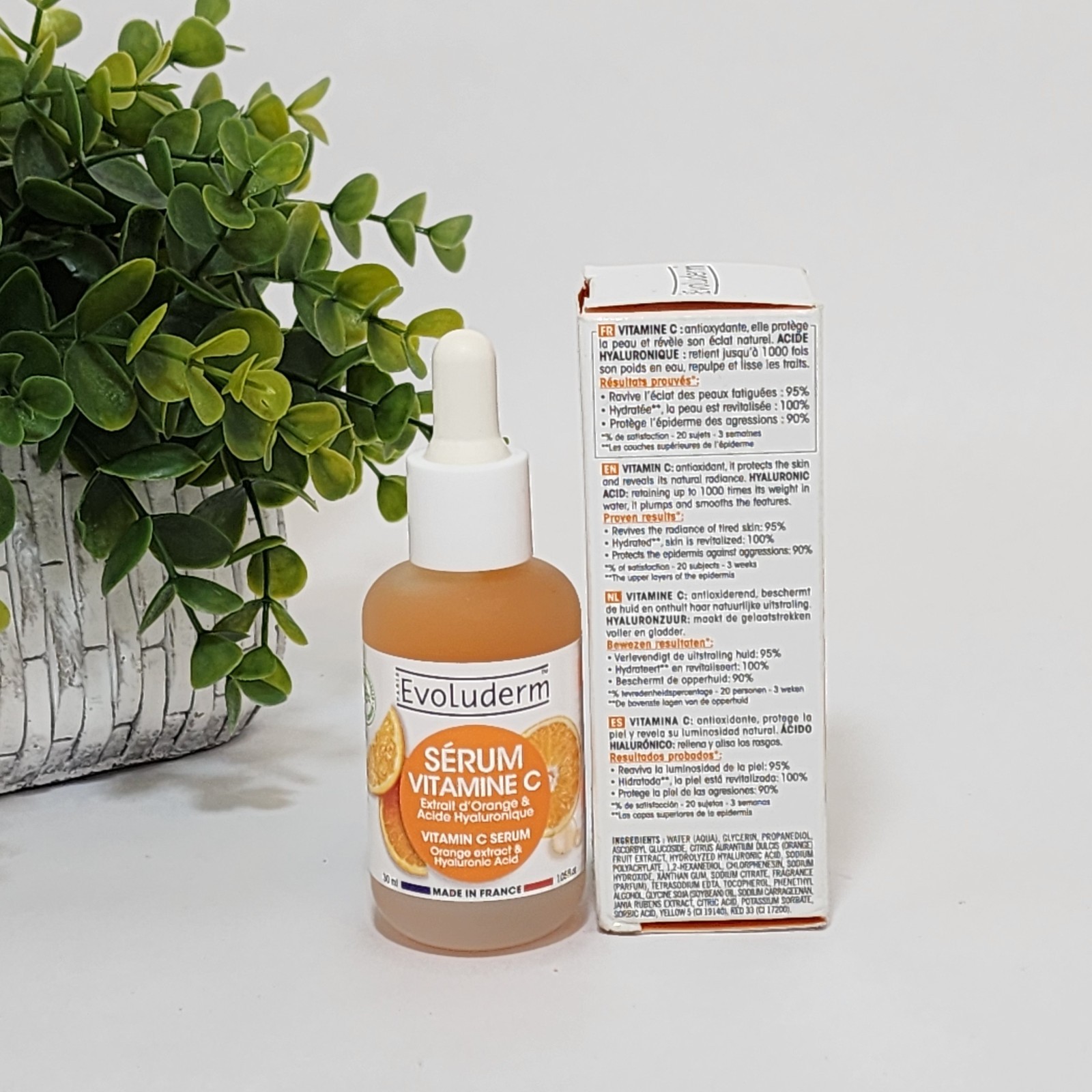 Evoluderm Vitamin C Serum with Orange Extract & Hyaluronic Acid 1.05 fl oz Vegan