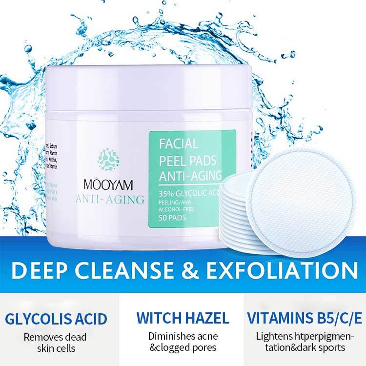 Glycolic Acid 35% Facial Exfoliating Peel Pads AHA Green Tea – 50 pads USA Stock