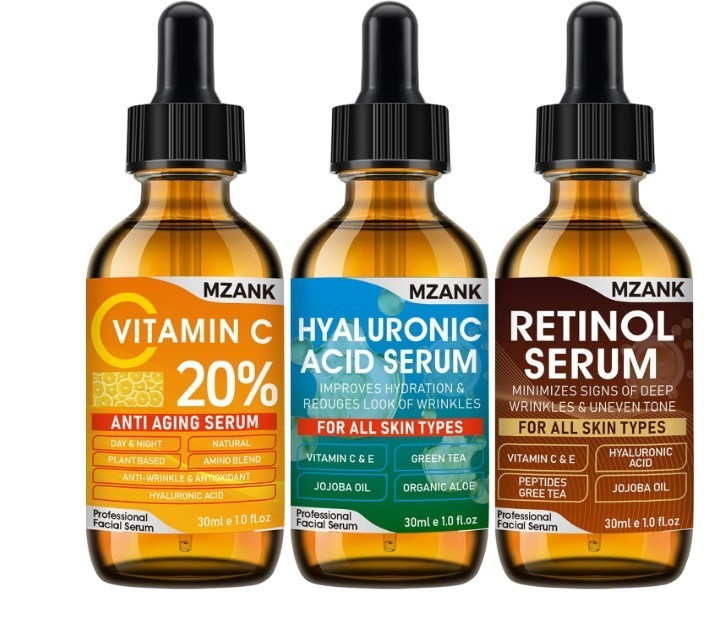 3 Pack Face Serum Set – Vitamin C, Hyaluronic Acid & Retinol