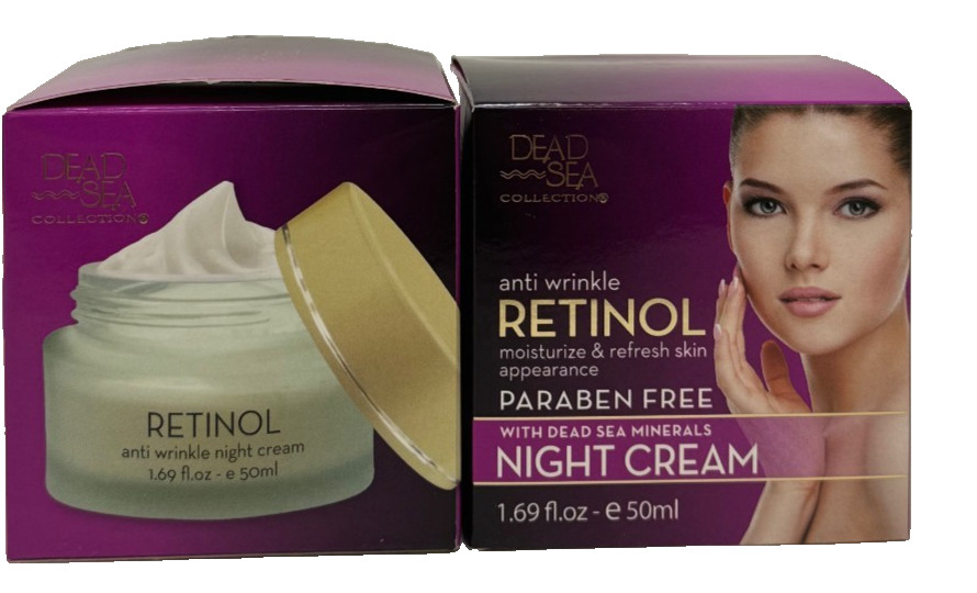 2 Dead Sea Minerals Anti Wrinkle Retinol Moisture Refresh Night Cream 1.69 oz
