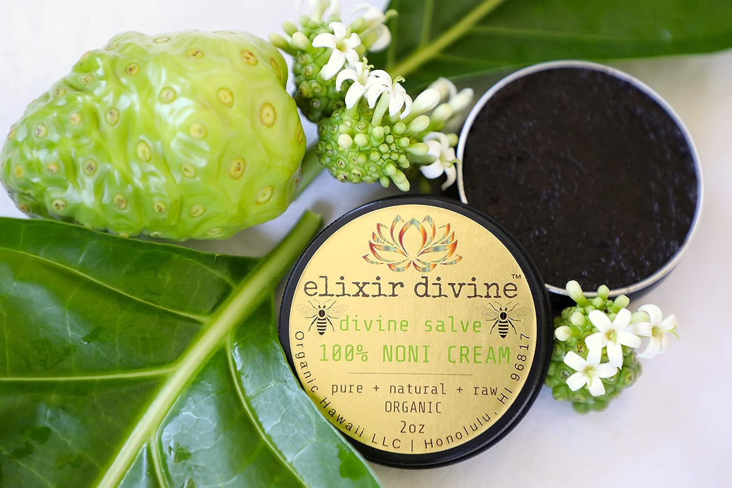 Organic Noni Fruit Cream [Divine Salve] Organic Hawaii 100% RAW 2oz ElixirDivine