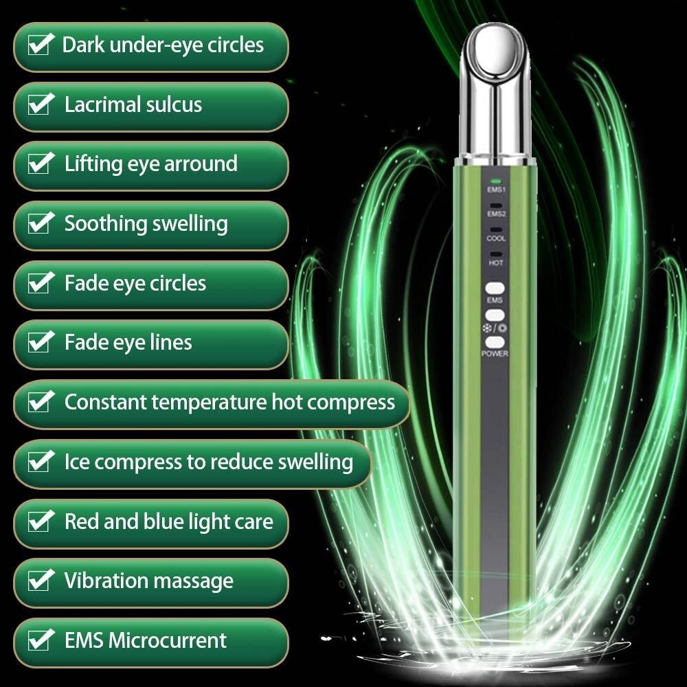 Micro Current Eye Lift Hot Cold Vibration Massager Anti Wrinkle SkinTightening