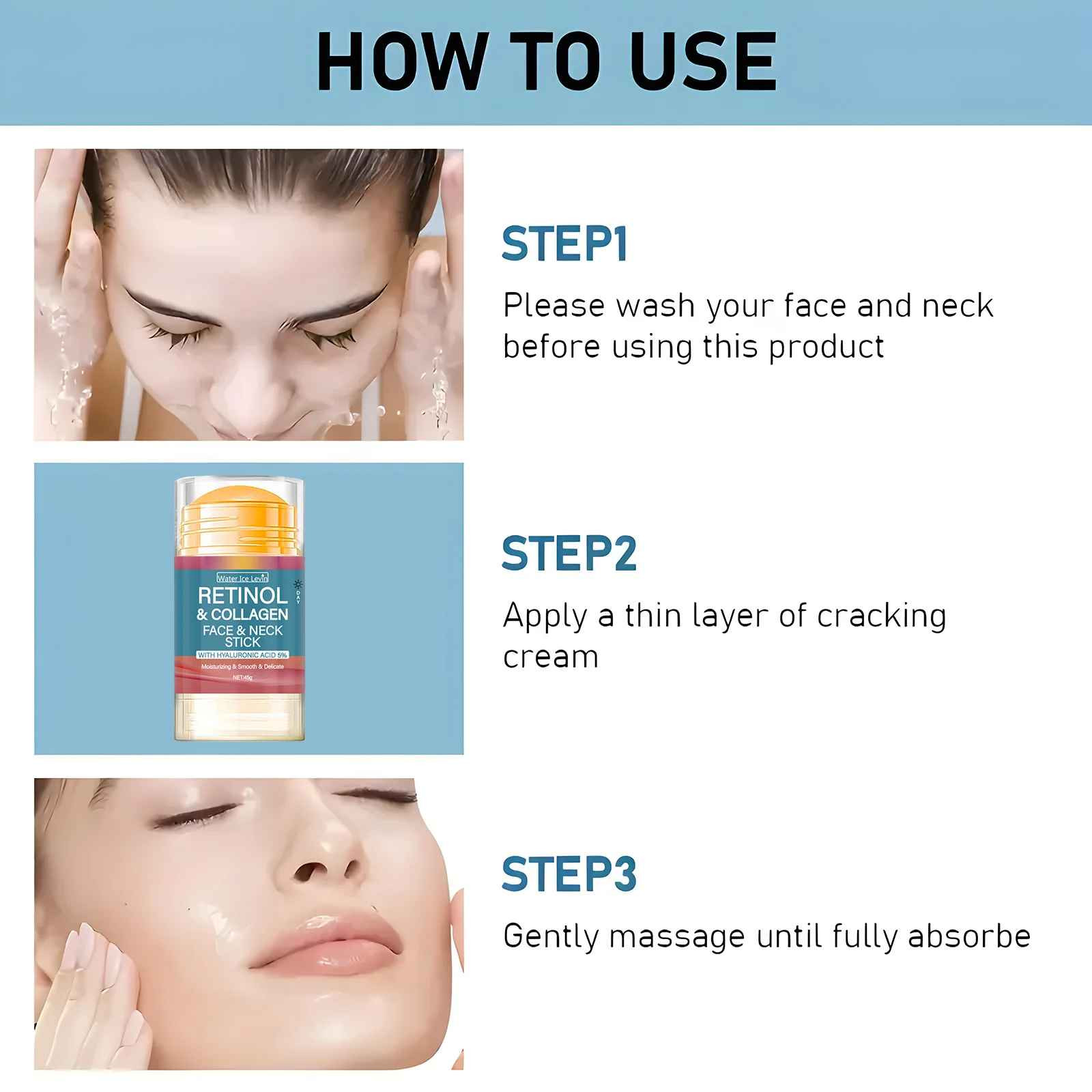 Water Ice Levin Retinol Collagen Face Cream Stick 45g Firming Brightening Moistu