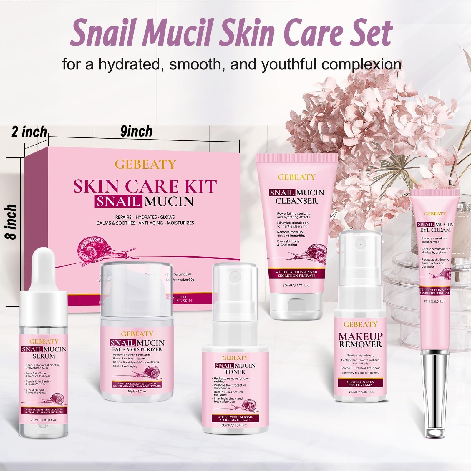 6PCS Korean Snail Skincare Set for Women – Anti-Aging, Hydrating, Moisturizing G