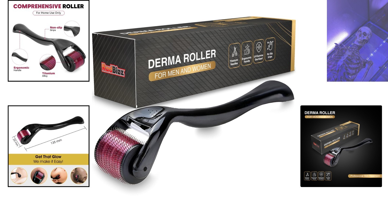 0.25mm Titanium Derma Roller with Storage Case – Elevate Hair Growth Efforts