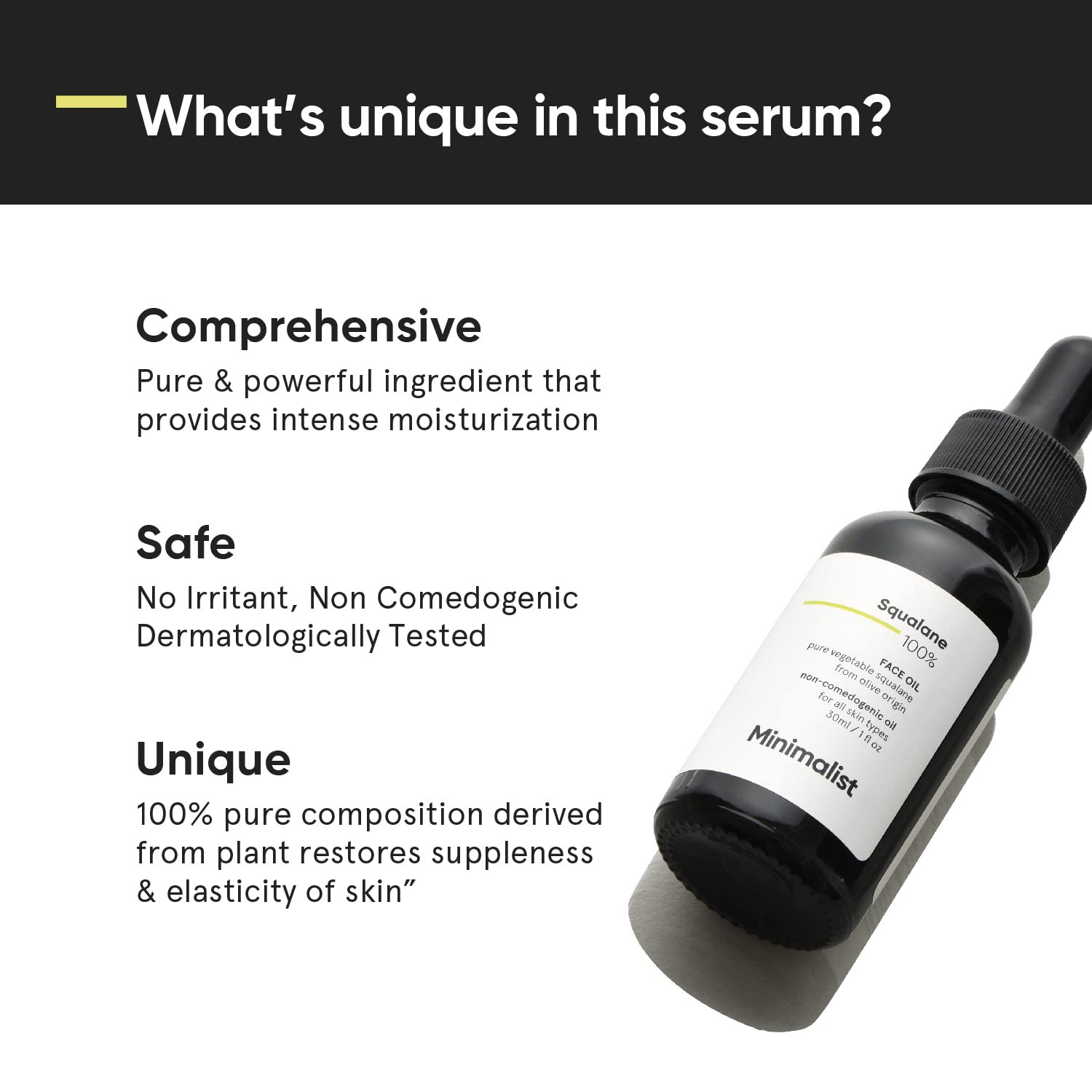 100% Squalane Oil for Face & Skin | Lightweight, Moisturizes, Improves Skin Hydr