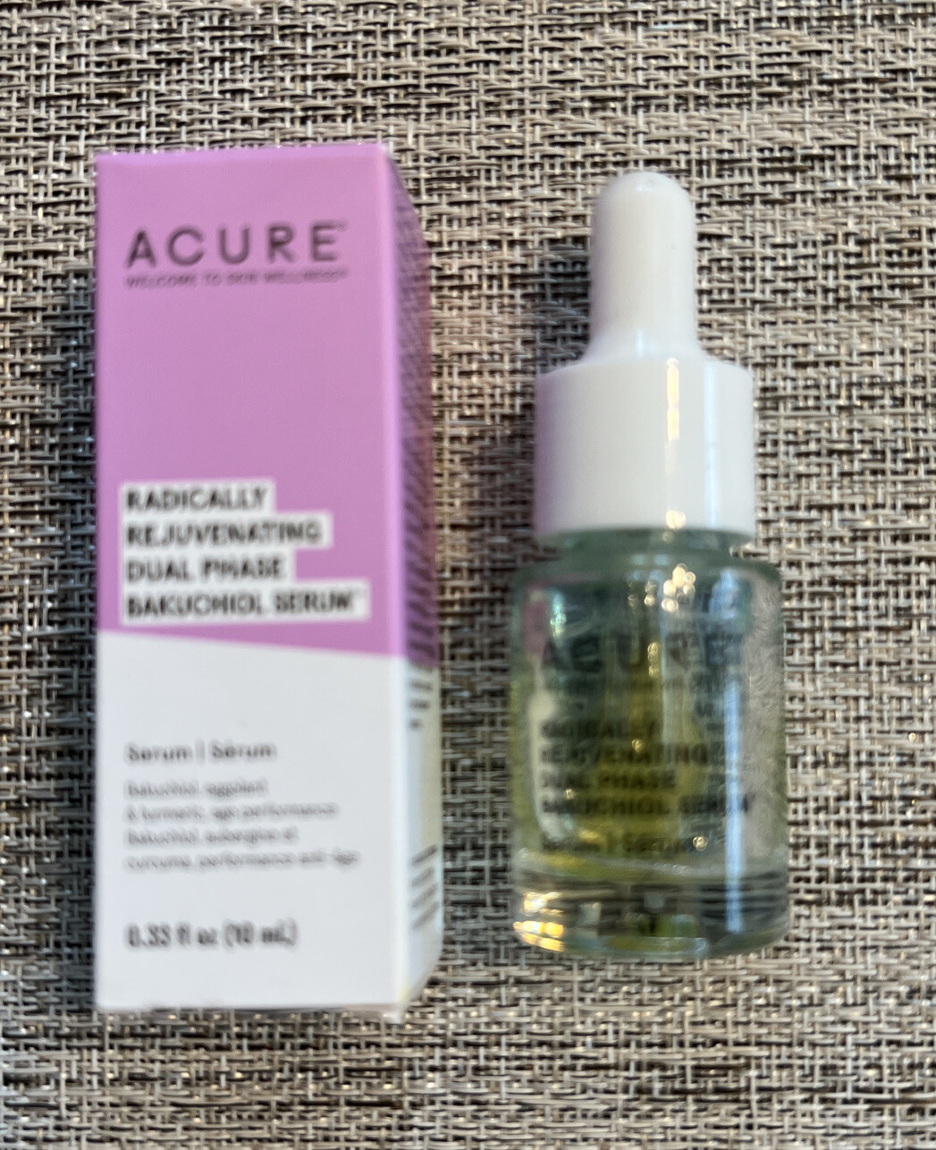 Acure – Radically Rejuvenating Dual Phase Bakuchiol Serum – .33 fl oz NIB E5
