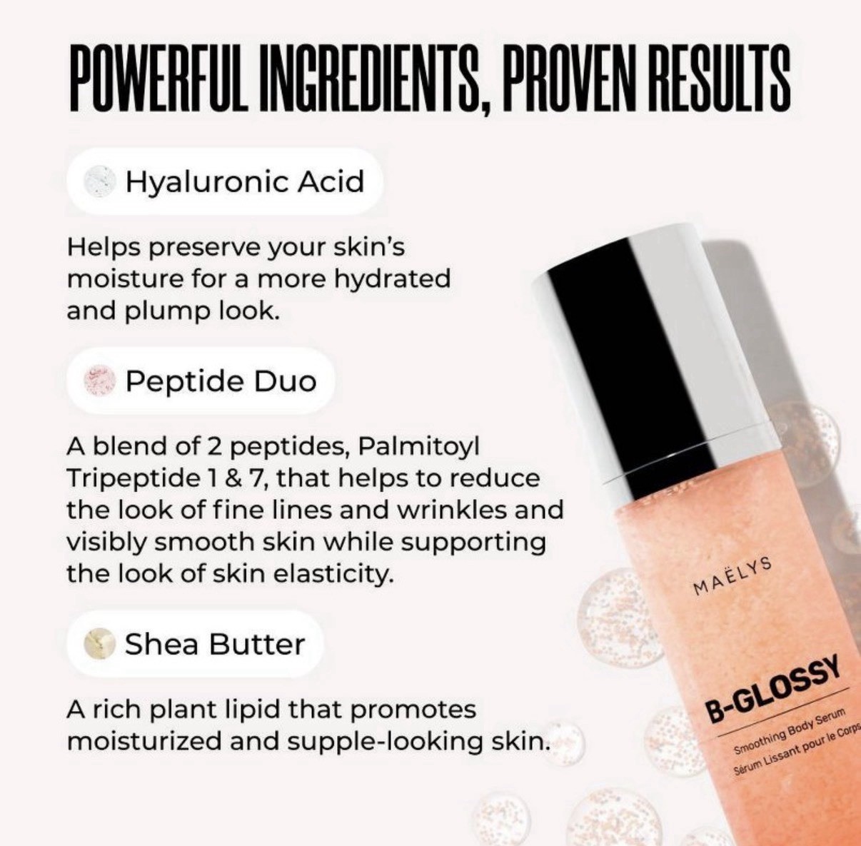 Maelys B-GLOSSY Smoothing Body Serum 100mL/3.4 Fl. Oz.