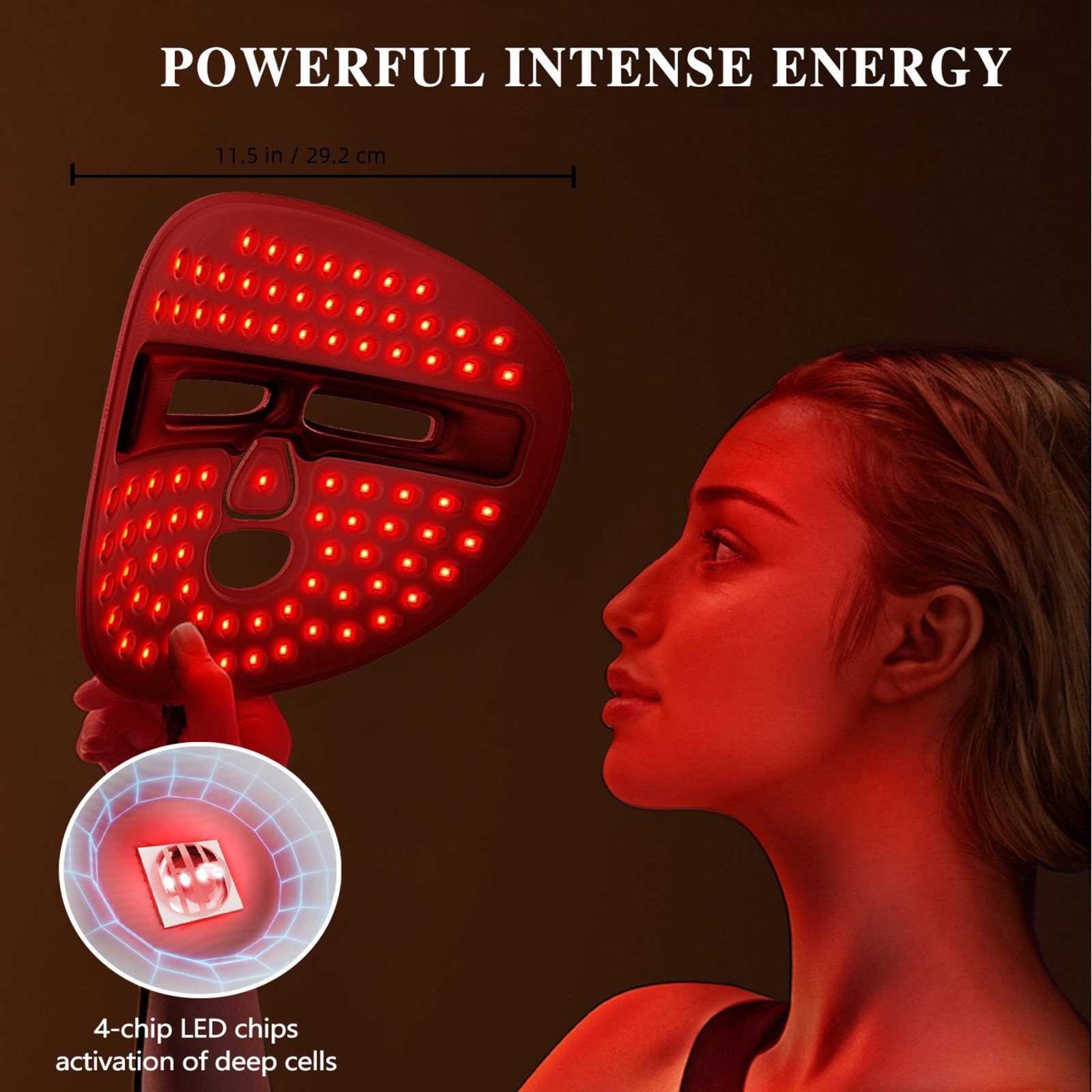 LED Face Mask Red Light Therapy Skin Rejuvenation Anti Aging Portable Home Use
