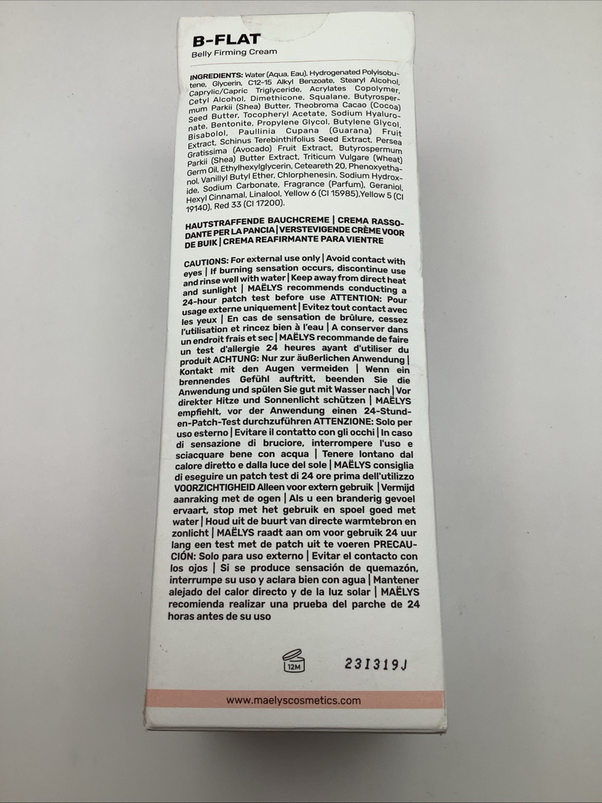 Maelys B-Flat Belly Firming Cream Full Size! New In Box, 3.4 Fl. Oz. FREE SHIP!