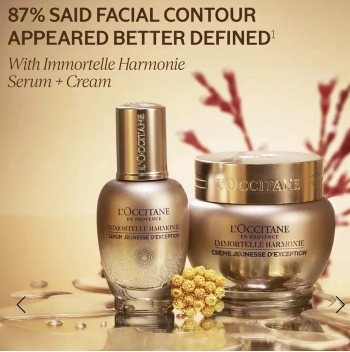 NEW Loccitane Immortelle Harmonie Serum Set 1 CREAM & 1 Serum