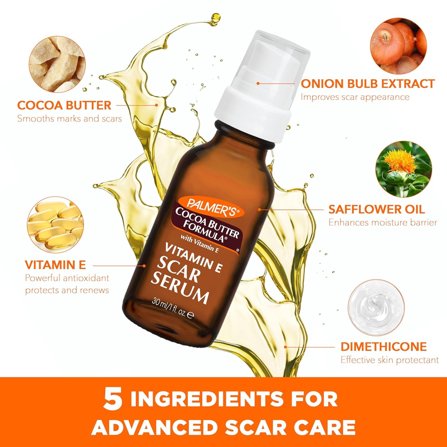 Palmer’s Cocoa Butter Formula Scar Serum, Skin Brightening Oil for Face & Body,