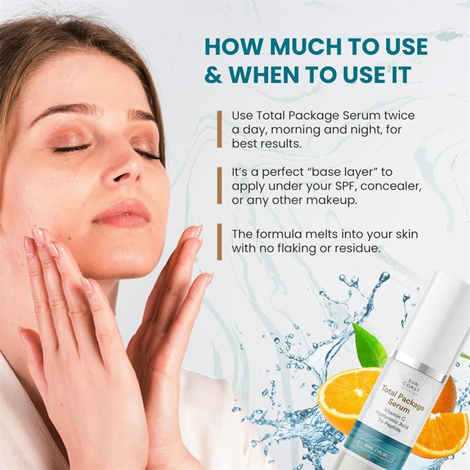 3- Sun Coast Sciences TOTAL PACKAGE SERUM 1oz Vitamin C Hyaluronic Acid