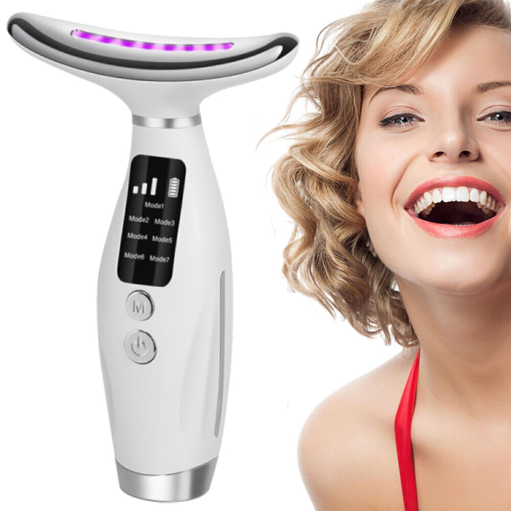 US 7 in 1 Facial Massager LED Light Therapy Face Neck Lift Anti-Wrinkle Device
