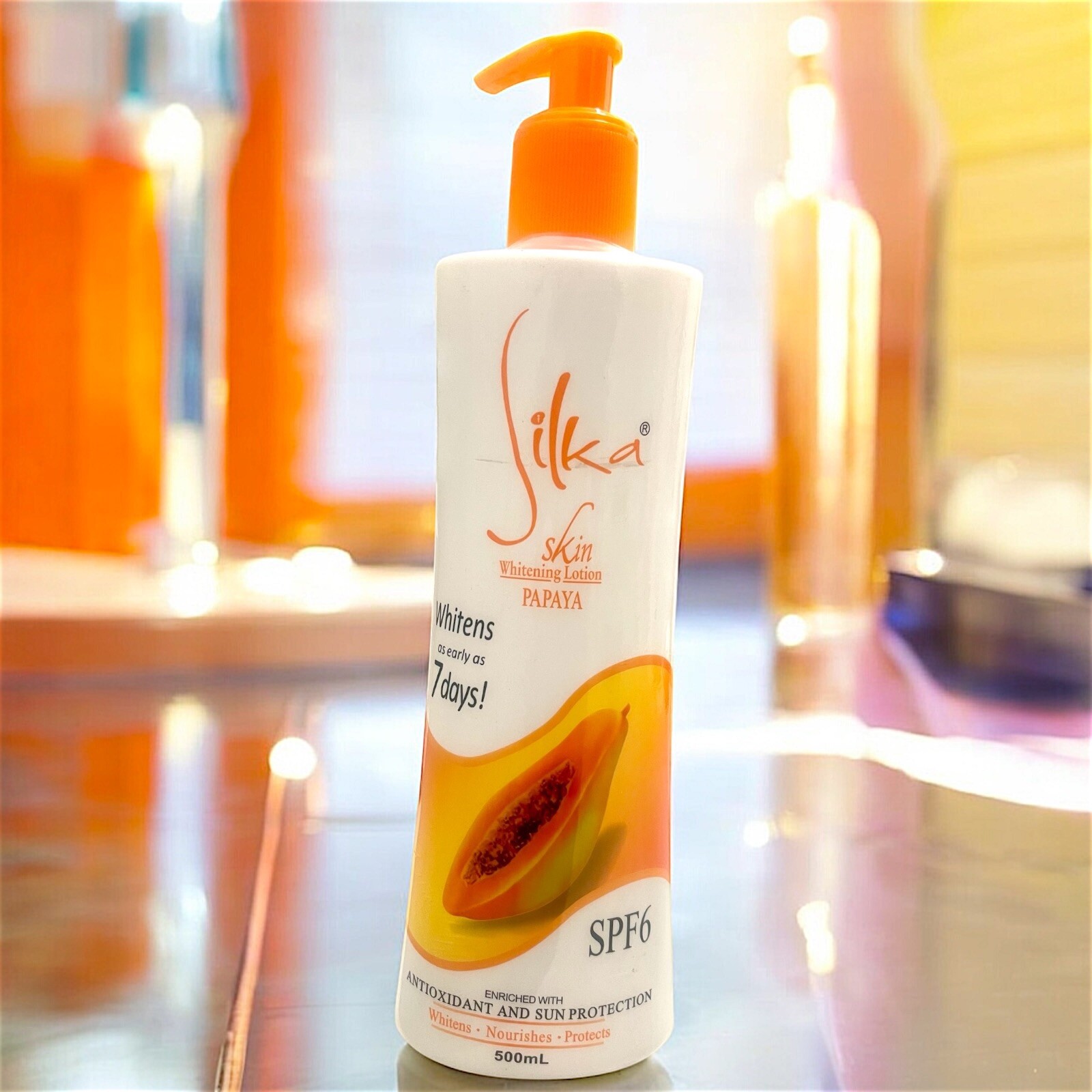 Silka Skin Whitening Lotion PAPAYA SPF 6 Large size 500ml (17 fl oz) USA stock