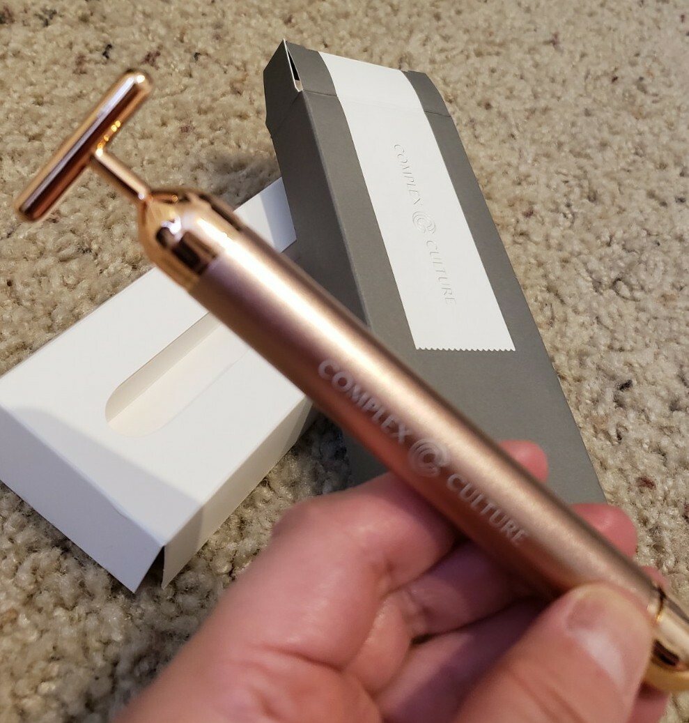 NIB COMPLEX CULTURE Sonic T-Bar Luxury Facial Massager Reduce Puffiness Tones