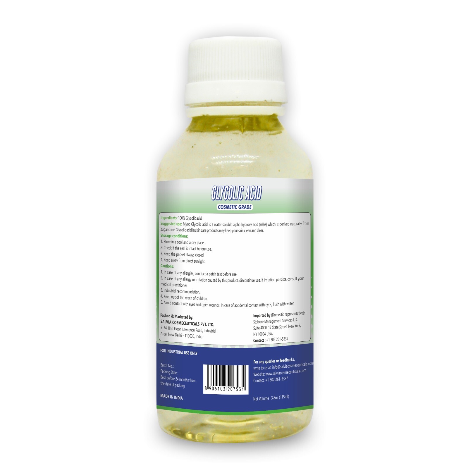 Myoc Glycolic Acid Liquid 100% Pure & Orginal Ingredients – {115ml/3.8oz} Pack 2