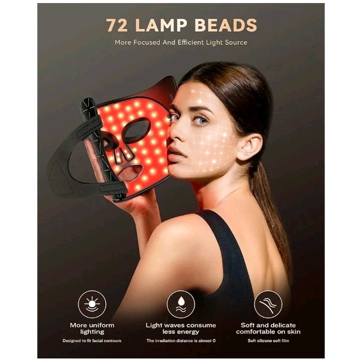 LED Light Therapy Mask Skin Care Mask, LED Red 630±5nm & NIR 830nm Wavelength.74