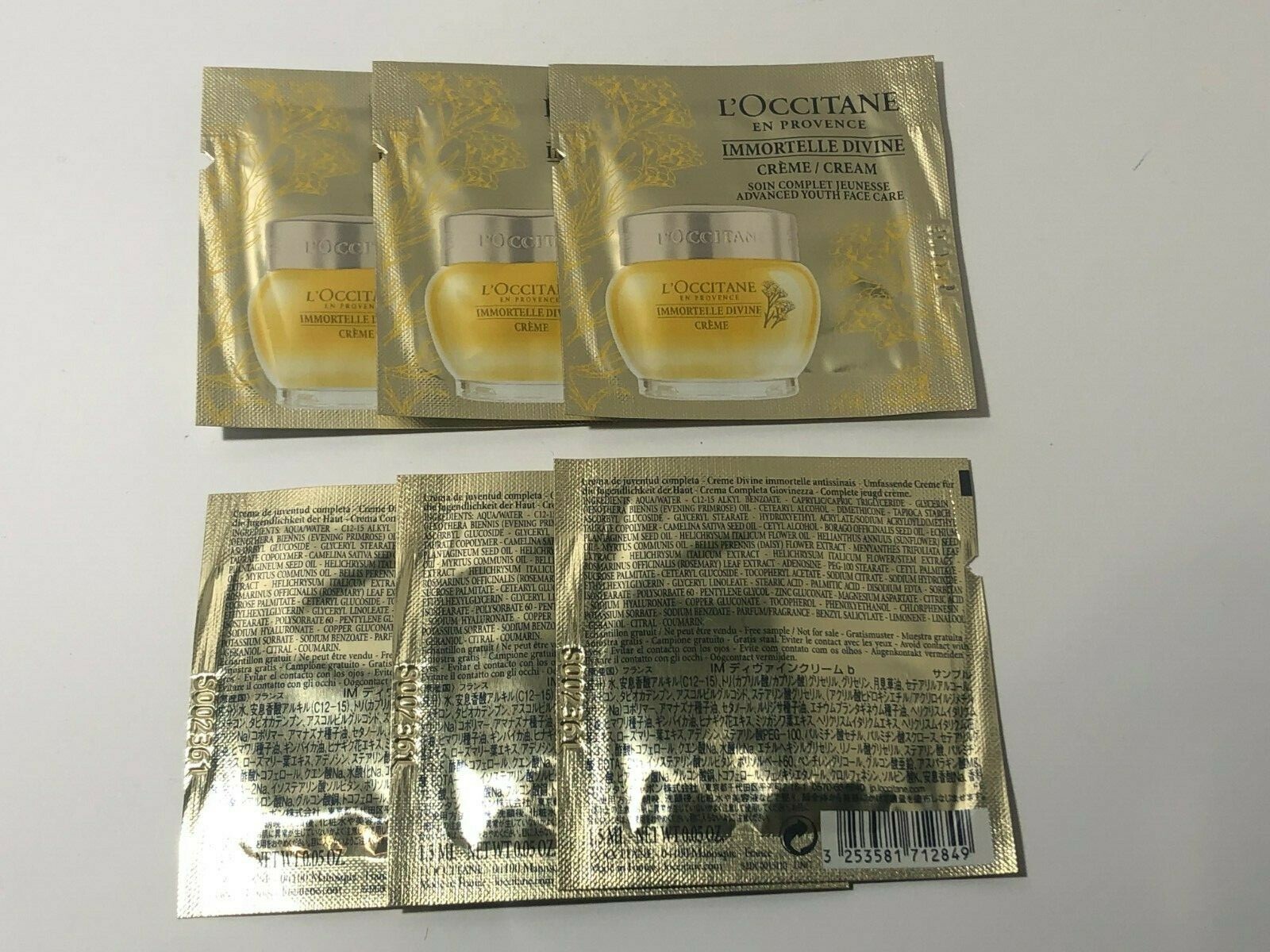 6 X L OCCITANE IMMORTELLE DIVINE CREAM SAMPLE 0.05OZ/EA New Sealed