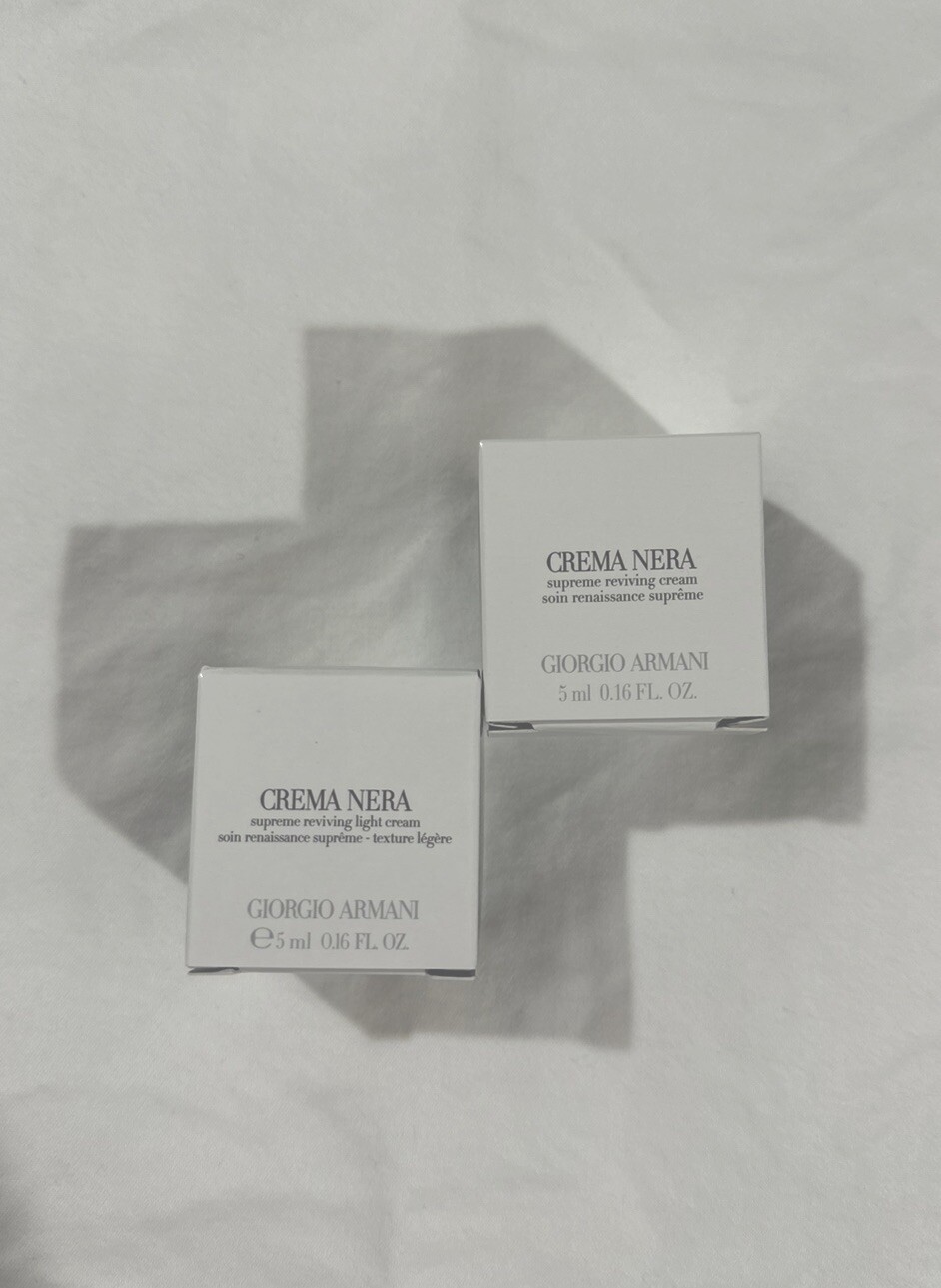 2 Giorgio Armani Crema Nera Supreme Reviving Light Cream MINI .16oz 5ml
