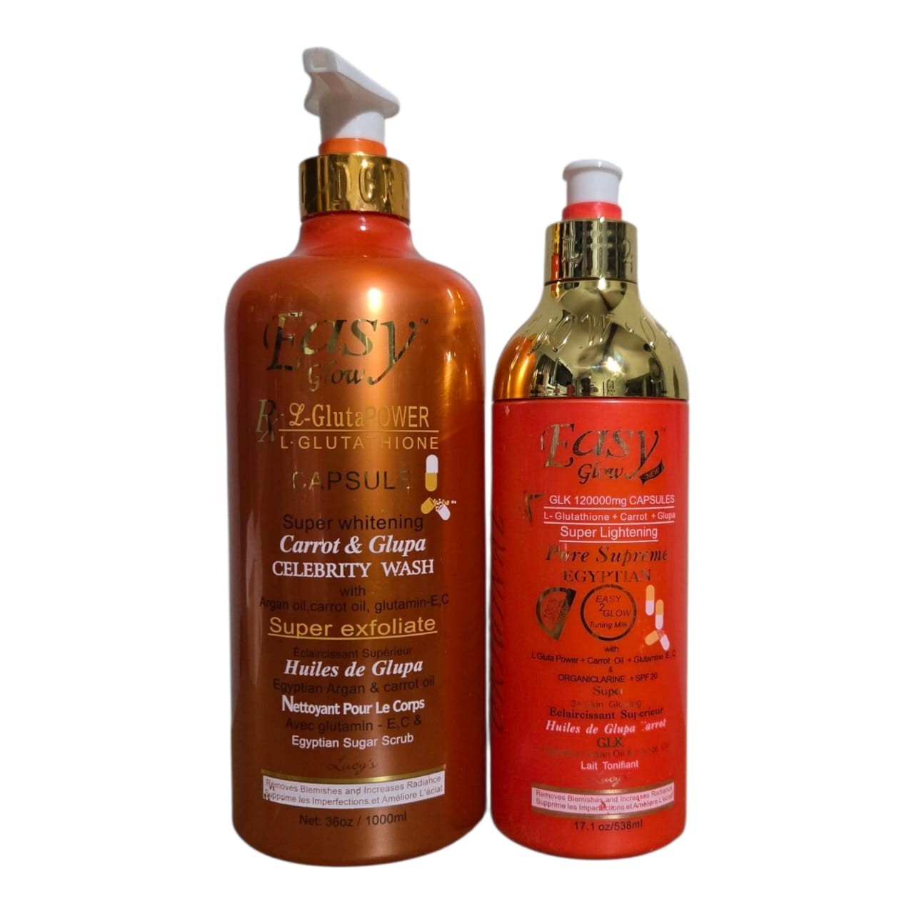 Easy Glow Carrot Toning Shower Gel, Lotion, Face Cream& Serum. Perfect Glowing