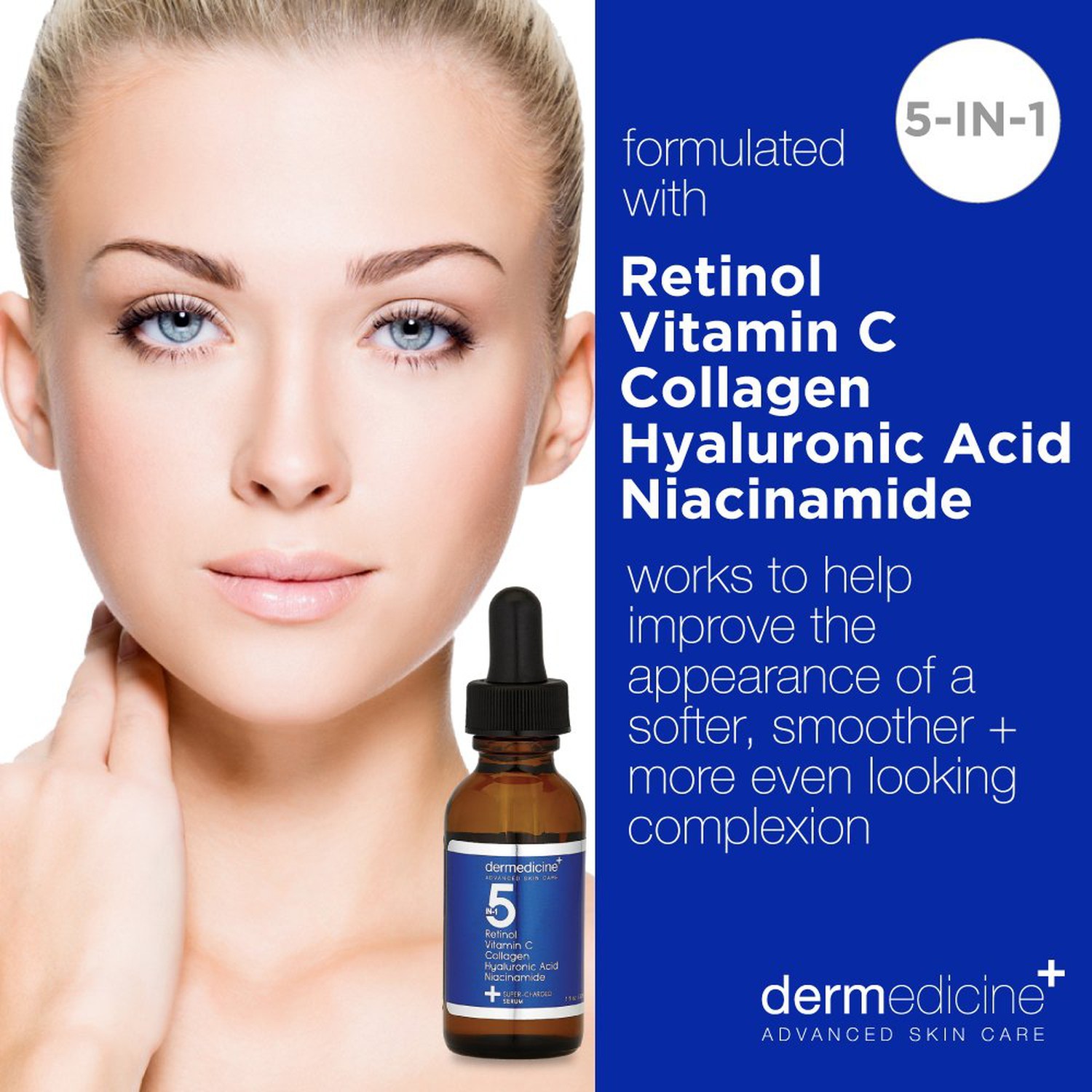 5 in 1 Potent Face Serum with Retinol, Vitamin C, Collagen, Hyaluronic Acid, …
