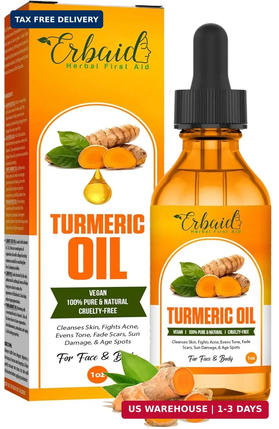 Turmeric Oil – Dark Spot Facial Serum for Face & Body – Natural Skin Brightening