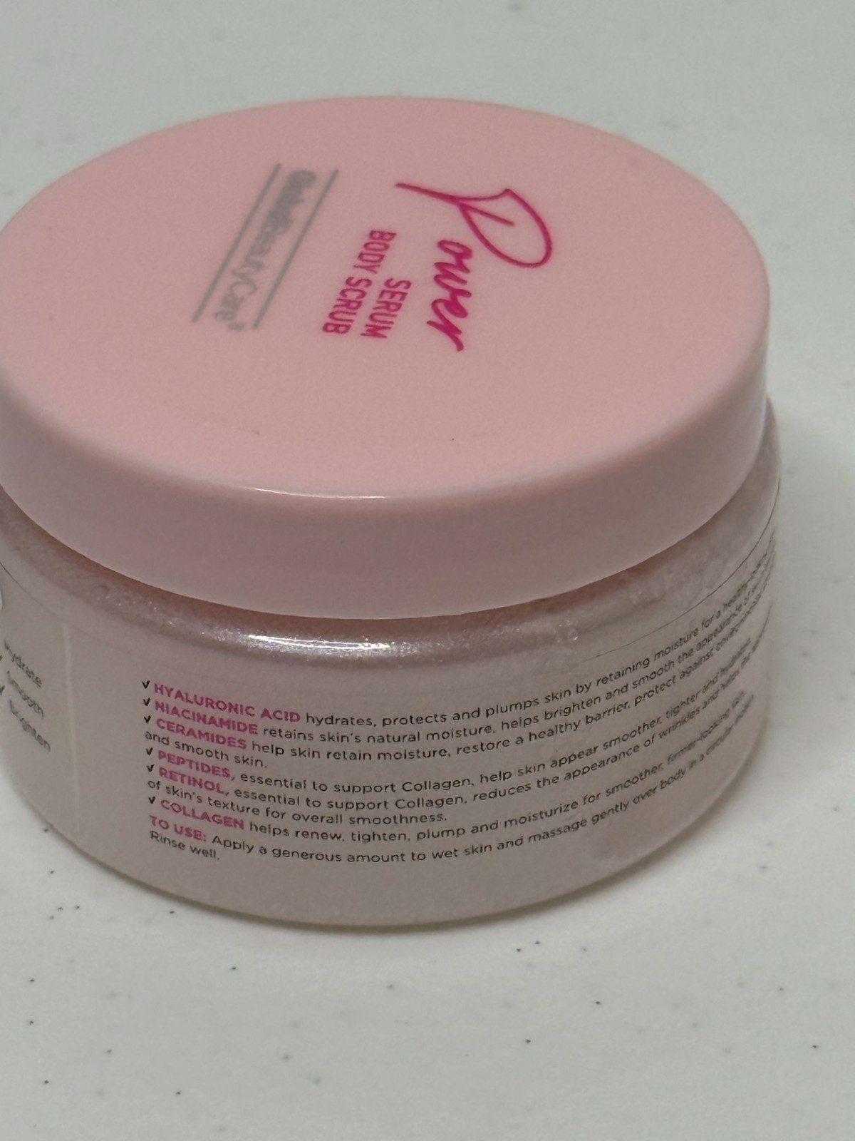 Global Beauty Care Power Serum Body Scrub 6 oz Hyaluronic Acid Niacinamide