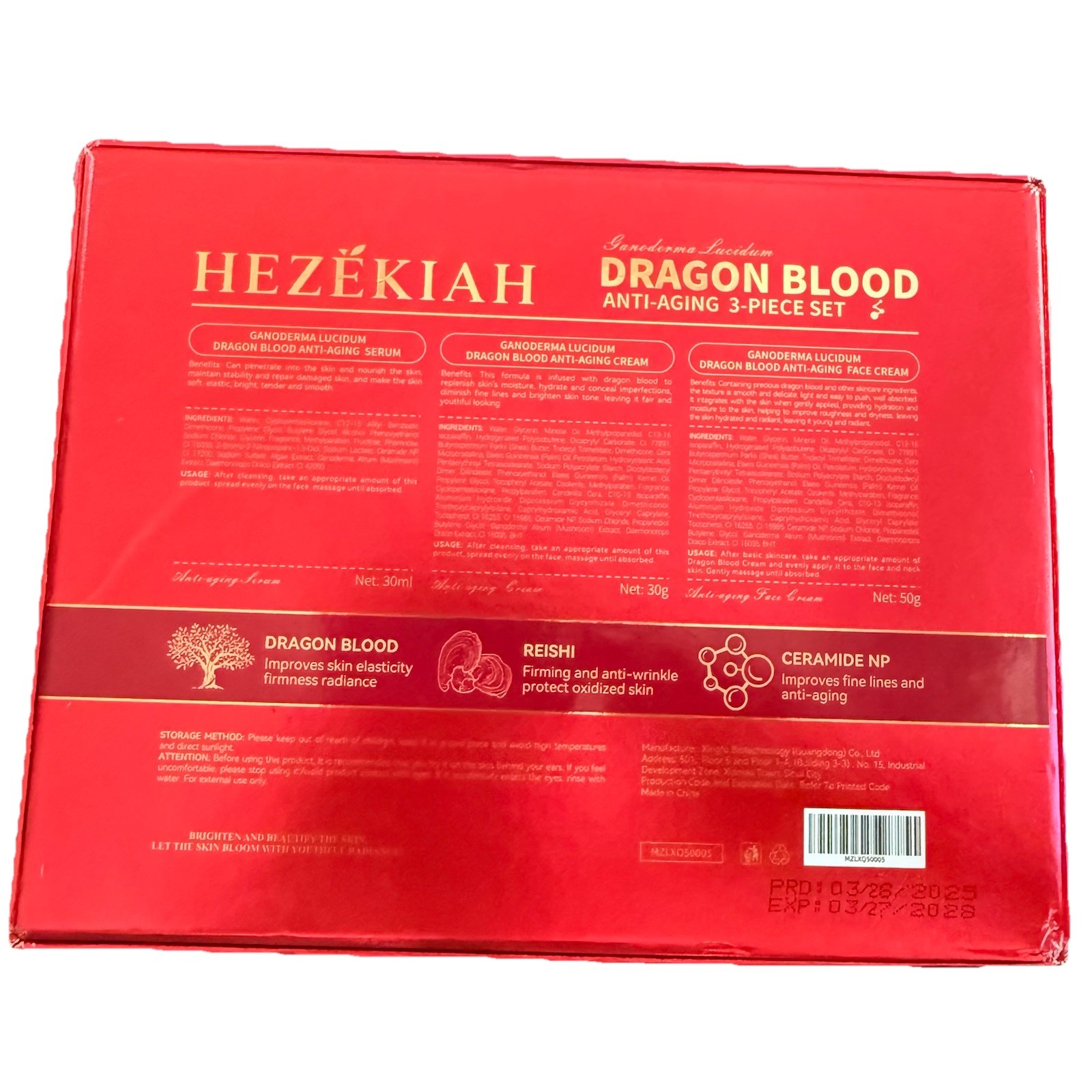 HEZEKIAH Dragon Blood Anti-Aging 3 Piece Set Serum Cream Moisturizing