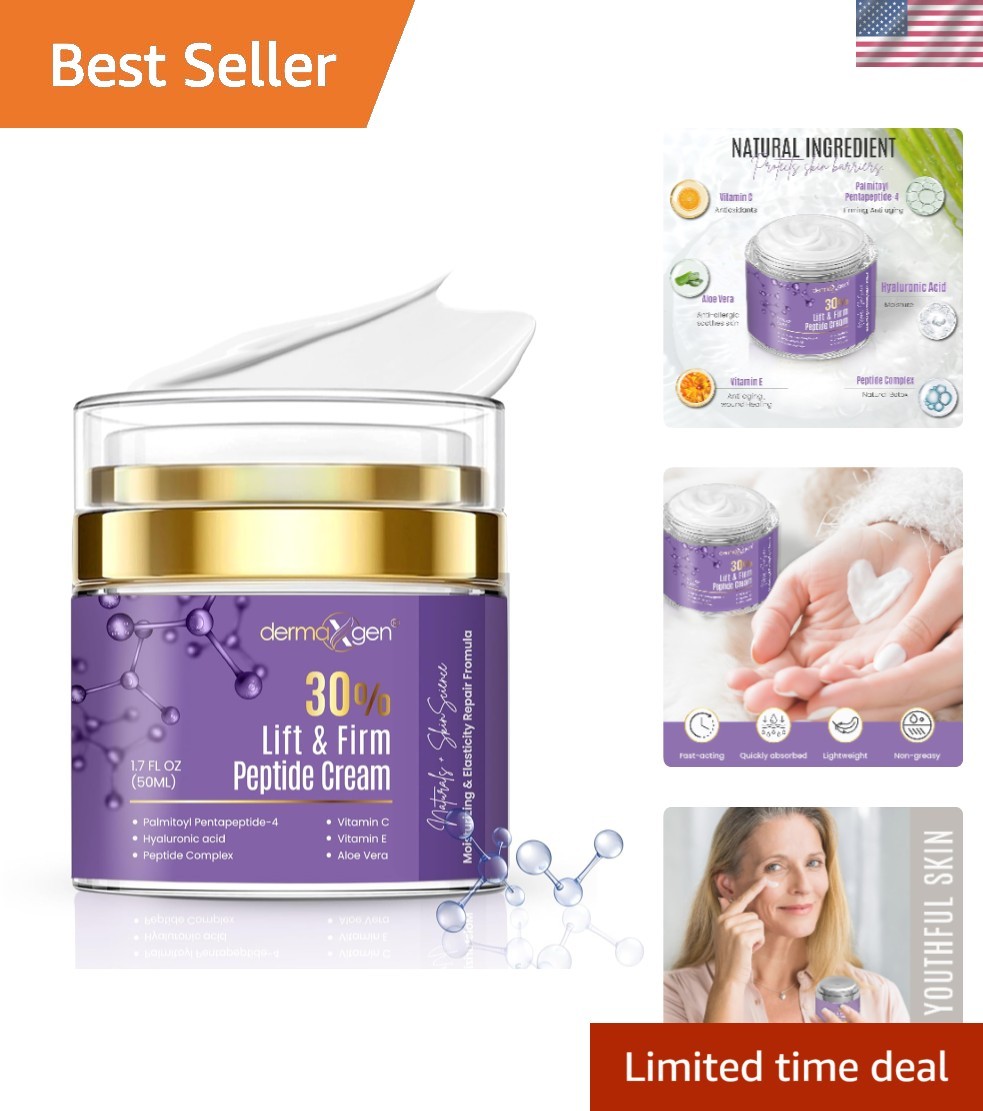 Hydrating Anti-Aging Face Cream with 30% Peptides – 1.7 Fl Oz Ideal for All Skin