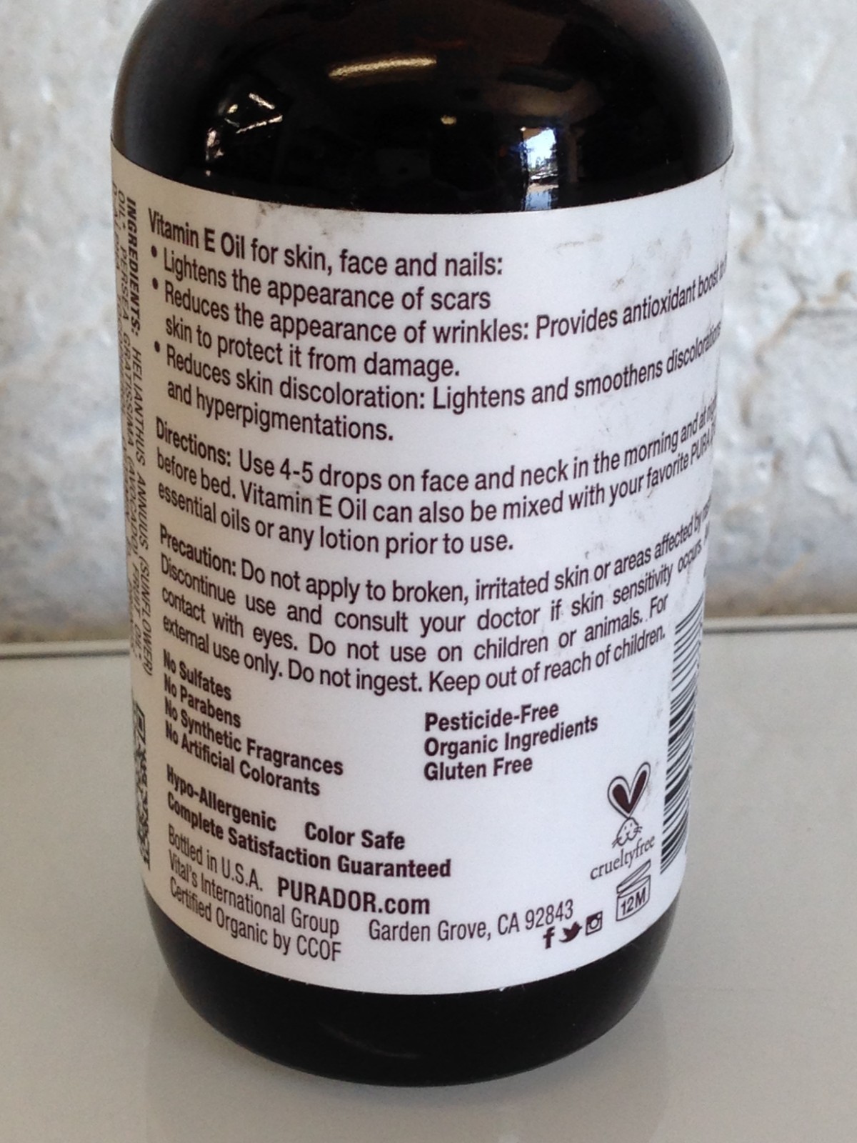 PURA D’OR Organic Vitamin E Oil Super Blend 70,000 IU, 4 fl oz