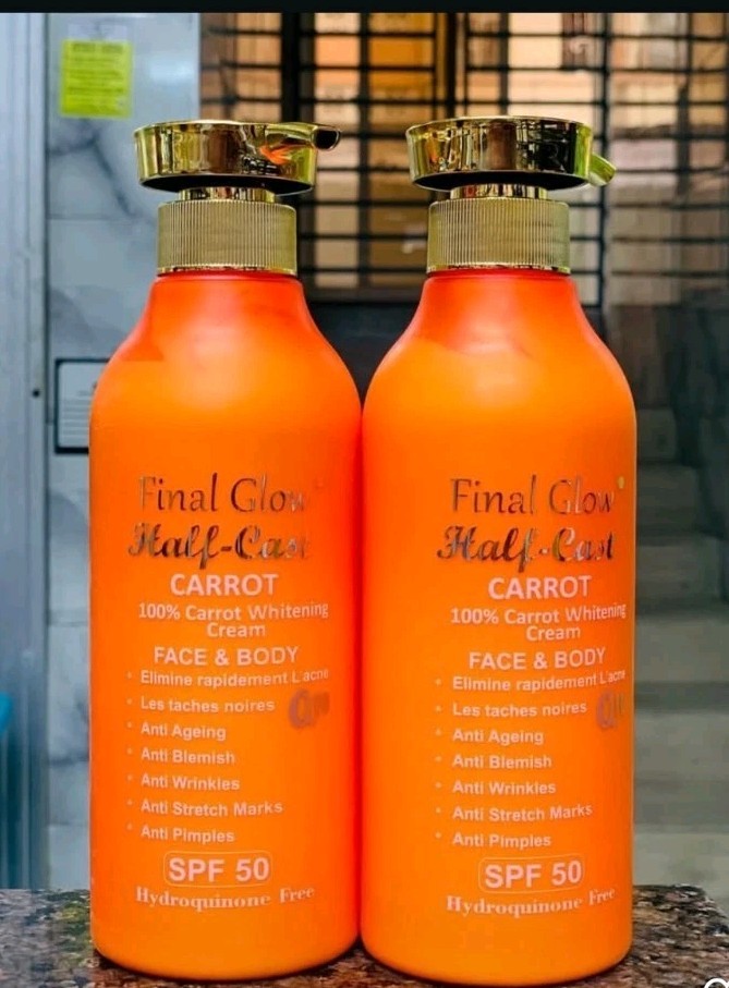 Final Glow Half-C CARROT Whitening Face & Body lotion 500ml Spf50 💯 AUTHENTIC