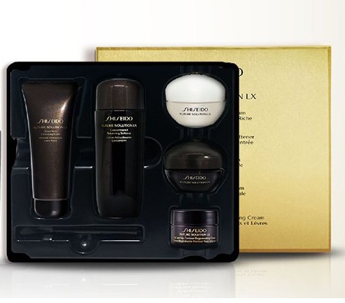 Shiseido Future Solution LX 5Pc Eye Softener Cleanser Day Night Cream Travel Set