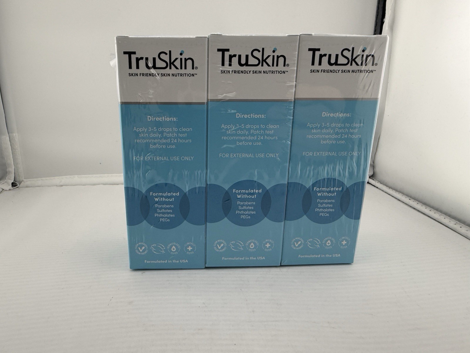 3 pack TruSkin HA Hyaluronic Acid Facial Serum With Vitamins C & E 1 oz- New!