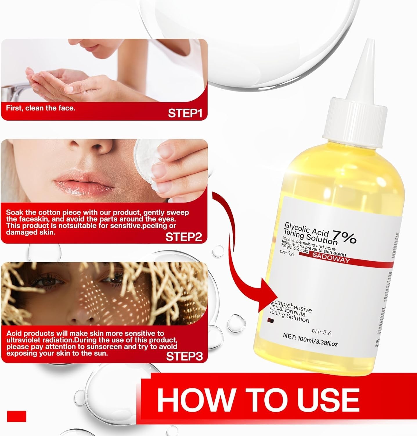 Glycolic Acid 7% Toning Resurfacing Solution New 100ml Remove Acne Moisturizer