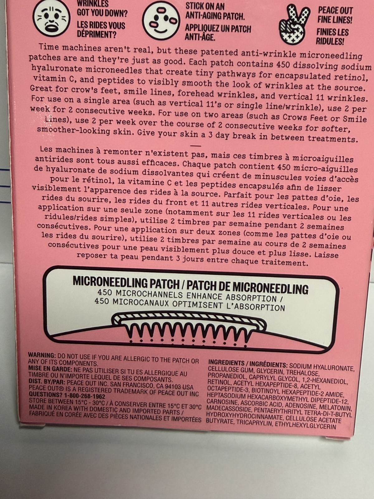 PEACE OUT Wrinkles 6 ANTI WRINKLE DISSOLVING MICRONEEDLING PATCHES w/retinol