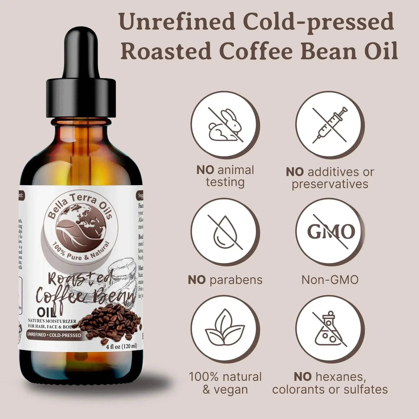 Roasted Coffee Bean Oil: Natural, Rich, Ideal for Revitalizing Skin and Hair