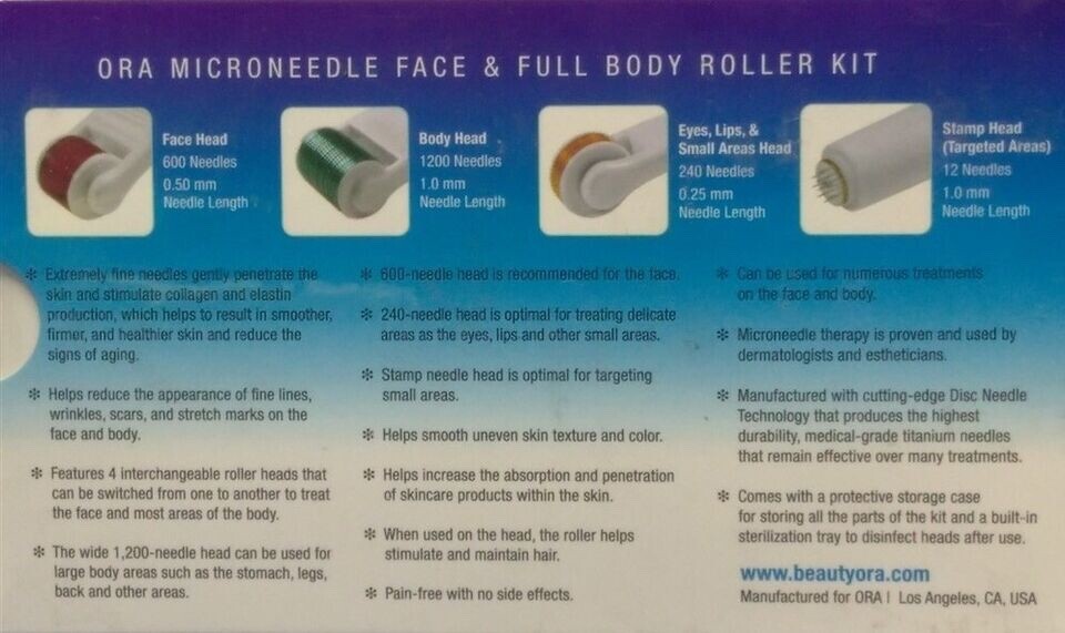 ORA Microneedle Face & Full Body Roller 6-Piece Kit NEW unsealed