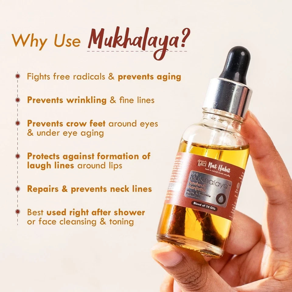 Nat Habit Patchouli Manjistha Mukhalaya Face Oil Mineral Oil or Chemicals 30ml