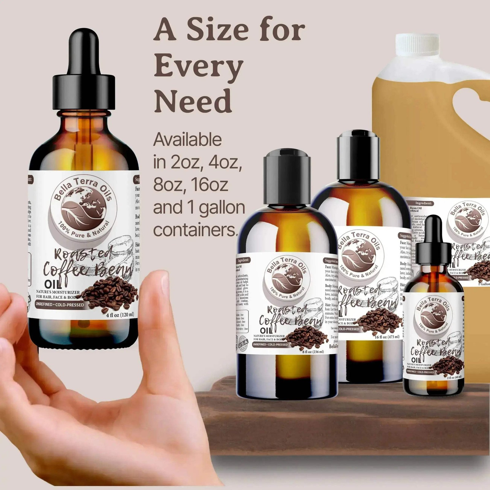 Roasted Coffee Bean Oil: Natural, Rich, Ideal for Revitalizing Skin and Hair