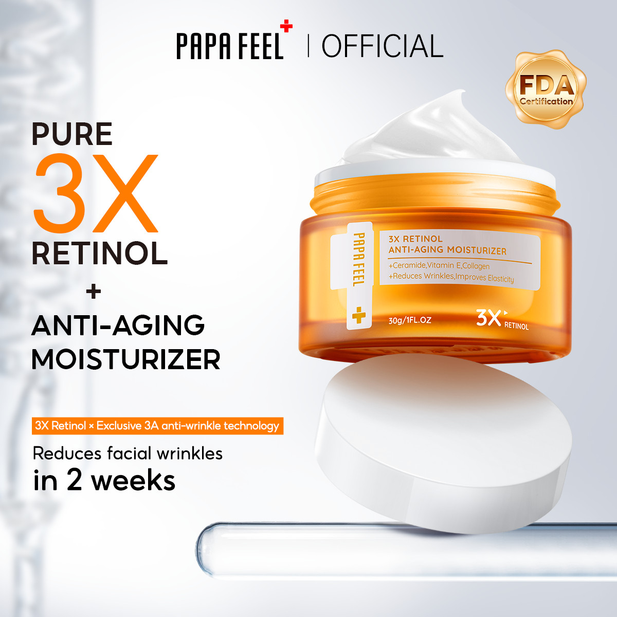 PAPA FEEL 3X Retinol Serum 20ml +Moisturizer Cream 30g Reduce Wrinkles Aging SET