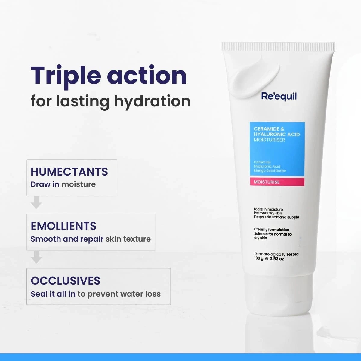 Ceramide & Hyaluronic Acid Moisturiser 100g – Repairs Skin Barrier & Hydrates