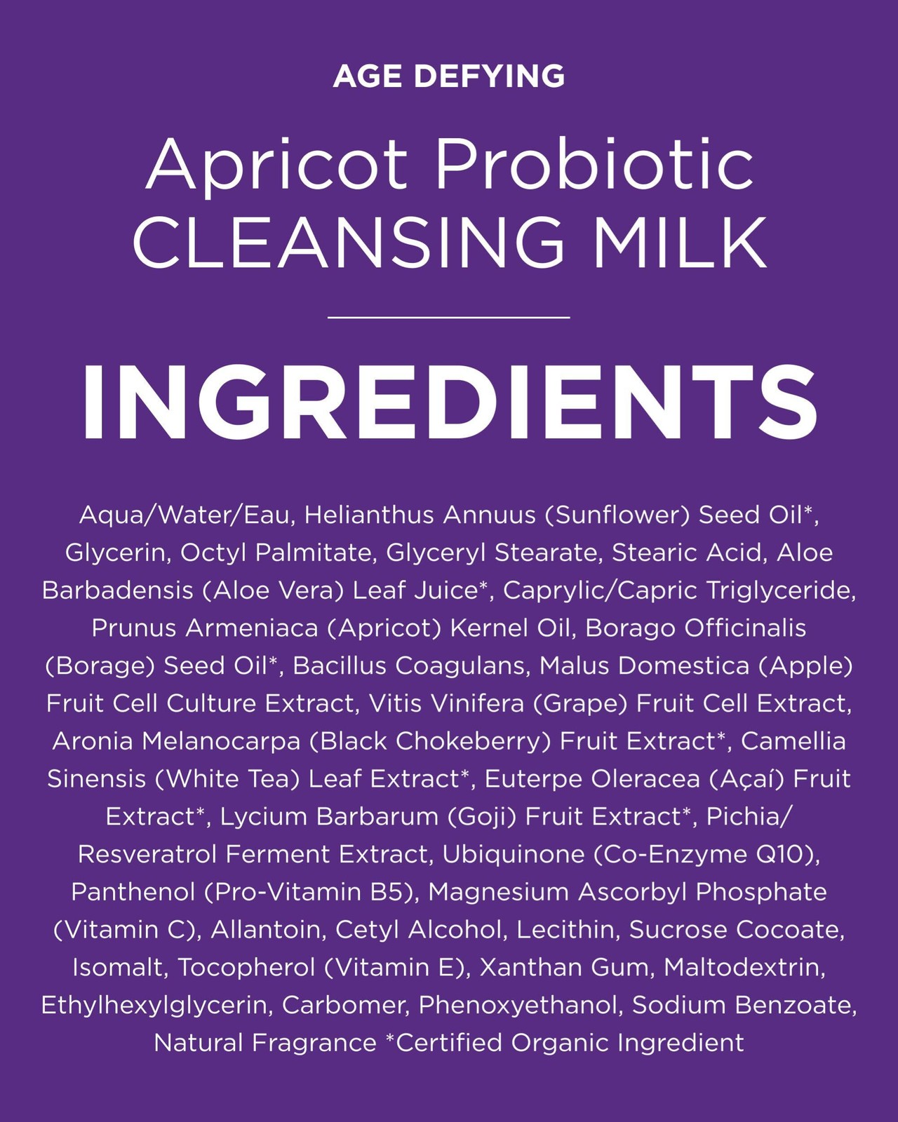 Andalou Naturals Age Defying Apricot Probiotic Cleansing Milk | Gentle Daily Hyd