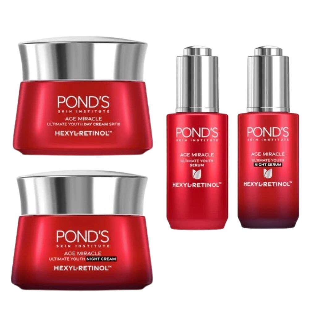 Pond’s Hexyl Retinol Age Miracle Set Premium Cream Serum Ultimate Day Night Hya