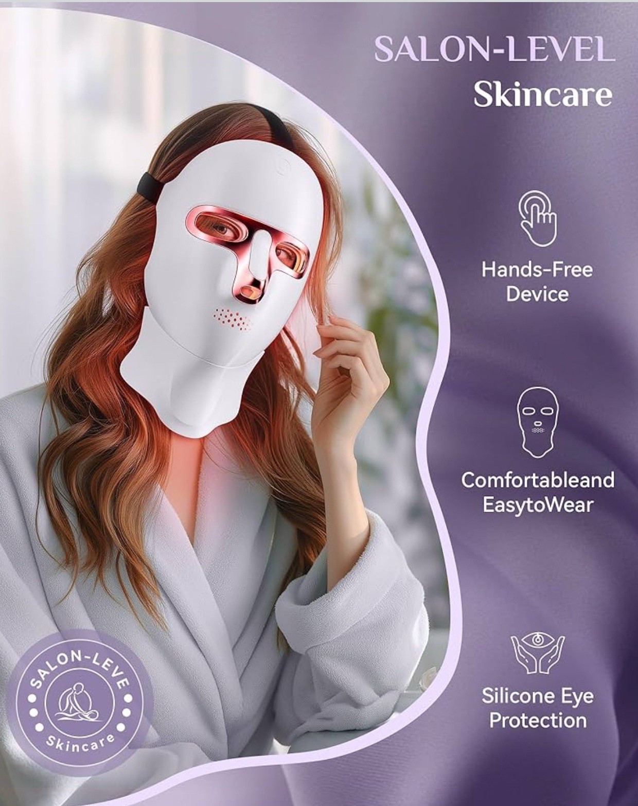 Red Light Therapy Mask for Face and Neck, LED Face Light Therapy,USB C Rechar