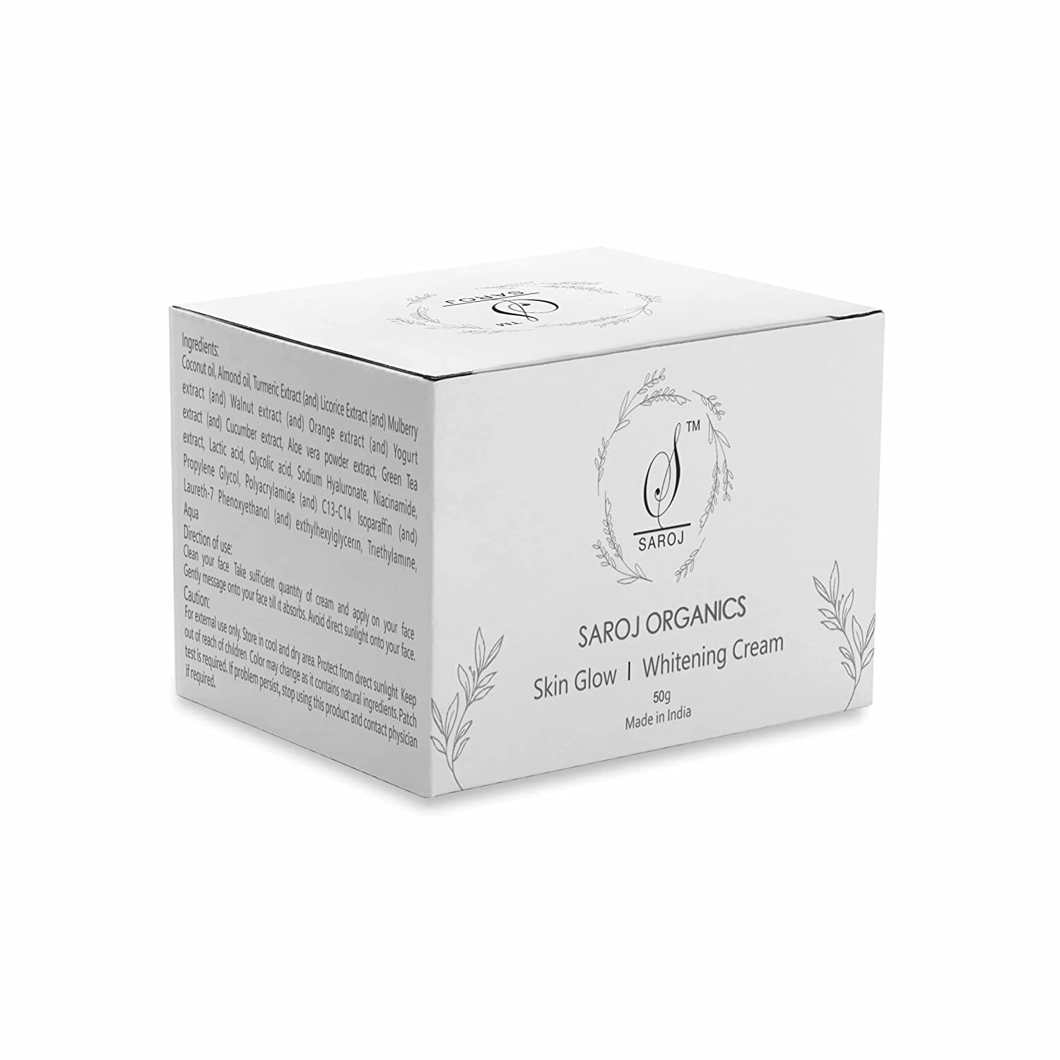 PACK OF 2 Saroj organics Skin glow and Whitening Cream, 50 gm Long Expiry