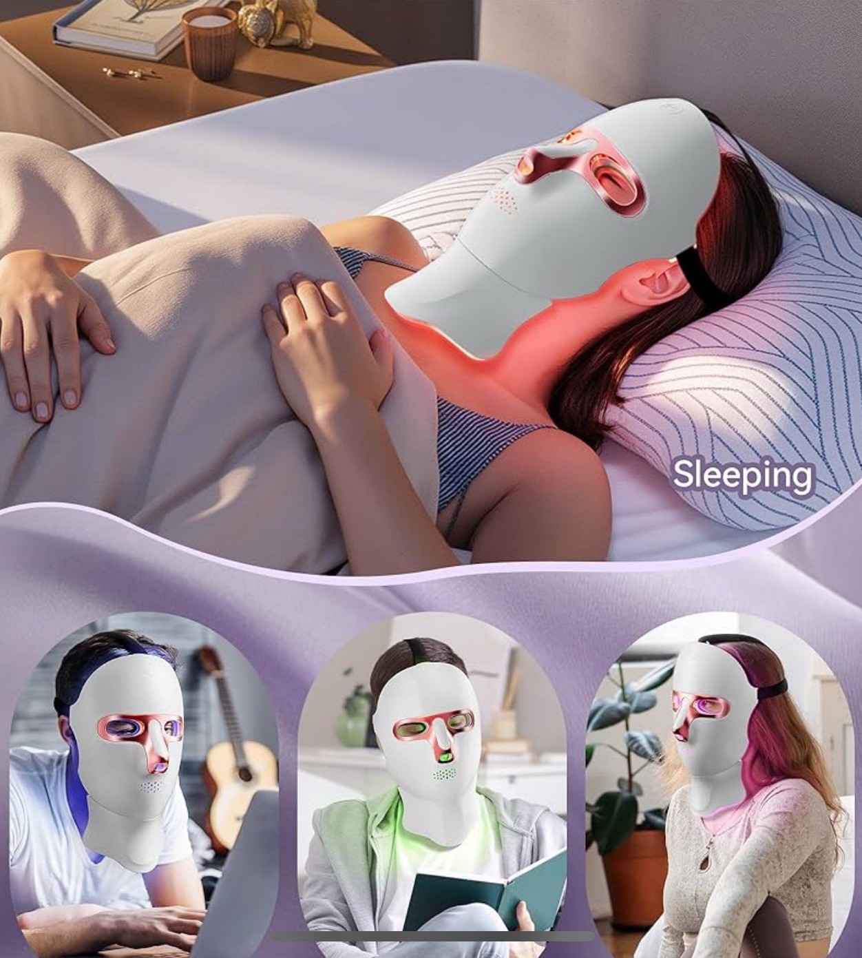 Red Light Therapy Mask for Face and Neck, LED Face Light Therapy,USB C Rechar